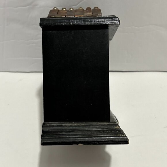 Vintage Wooden Clock Cork Coaster Set Holder 6 Piece Brown Wood Cup 5" - Picture 12 of 16